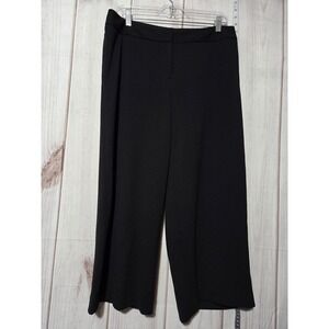 Vesti Pants Womens 10 Black Wide Leg Cropped Pull On Stretch‎ Office Casual